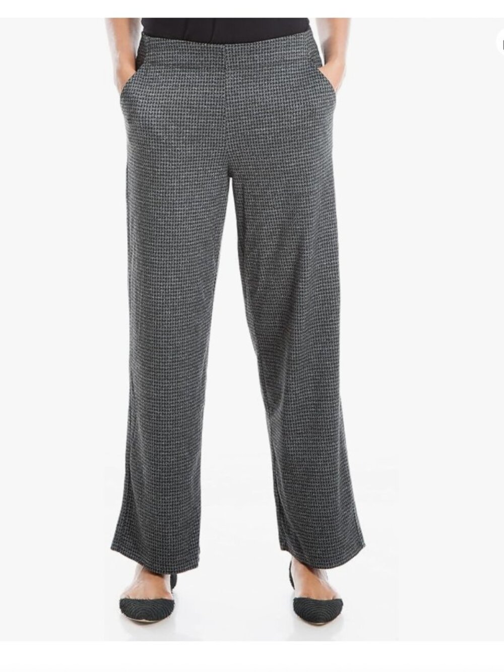 NWT Max Studio High Rise Double Knit Easy Leg Trouser Pants Black Charcoal S